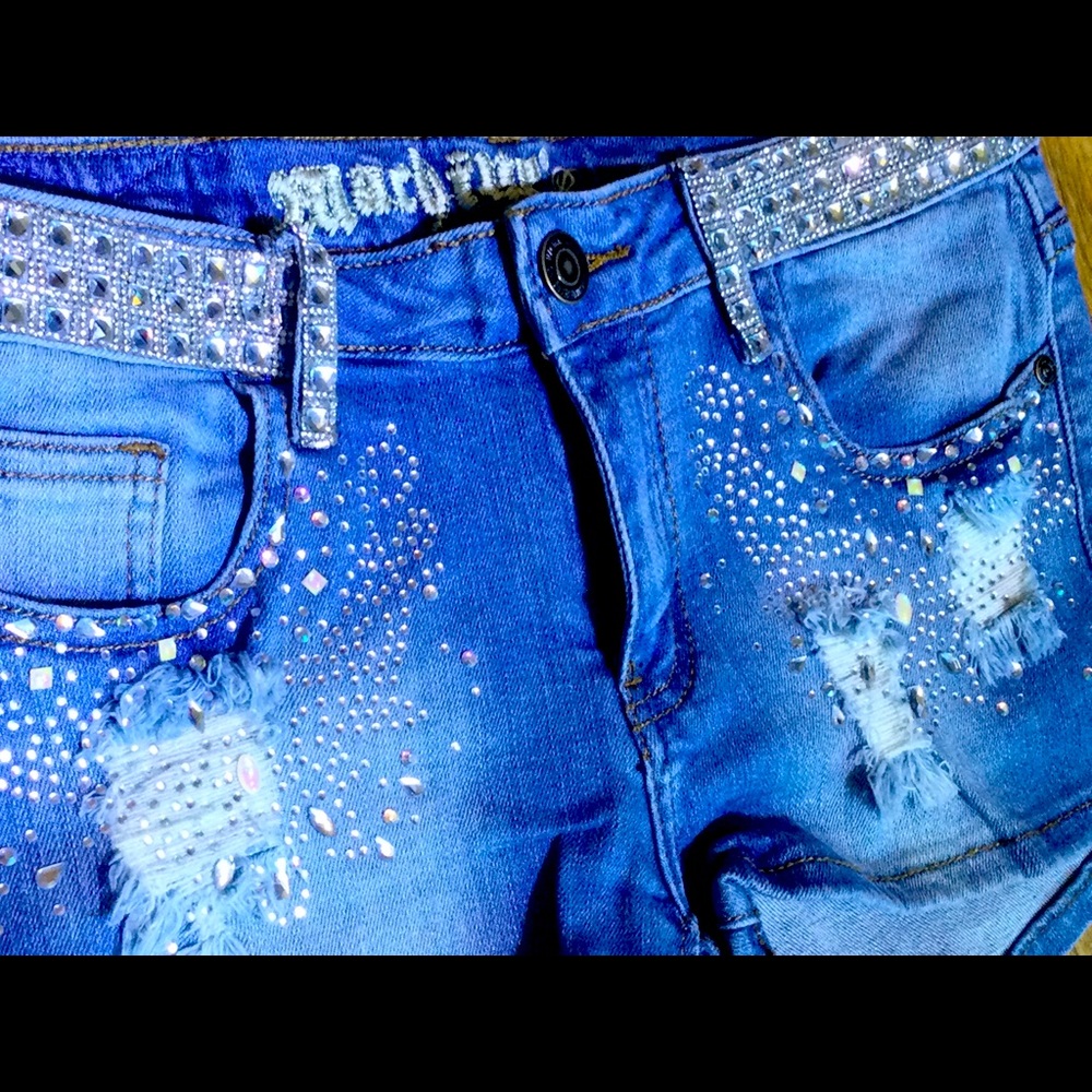 Love Culture bling sparkly silver jean shorts
